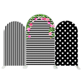 Black White Stripes Point Theme Birthday Party Arch Backdrop Wall Cloth Cover